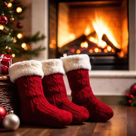 Premium AI Image | christmas stockings on fireplace