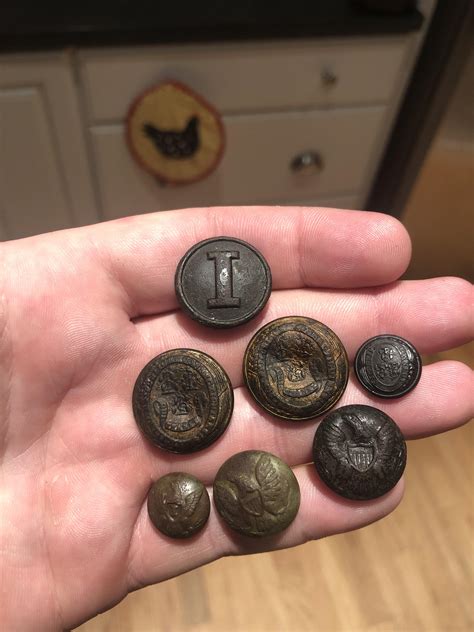 Civil war buttons found on a Union camp in coastal South Carolina. The block I is a confederate ...