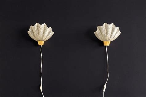 Pair of Shell Shaped "Coquille" Wall Lamps by ASEA Skandia, Sweden, 1940s at 1stDibs