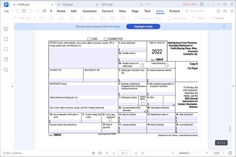 Printable Form It 1099 R - Printable Forms Free Online