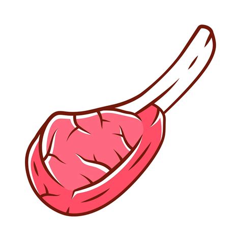 Tomahawk steak color icon. Butchers meat. Meat production and sale. Beefsteak. Pork rib. Protein ...