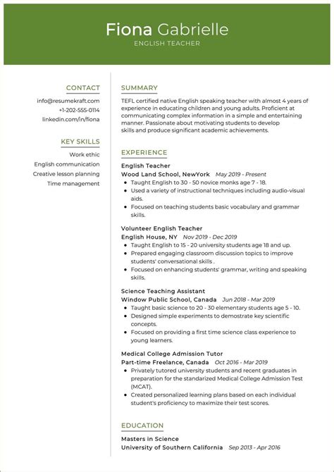 Sample Resume For University Teaching Positions - Resume Example Gallery