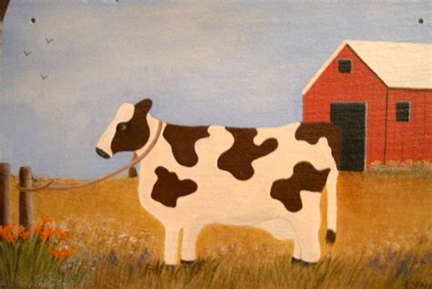 Folk Art Cow, Painting by lynnielu - Foundmyself