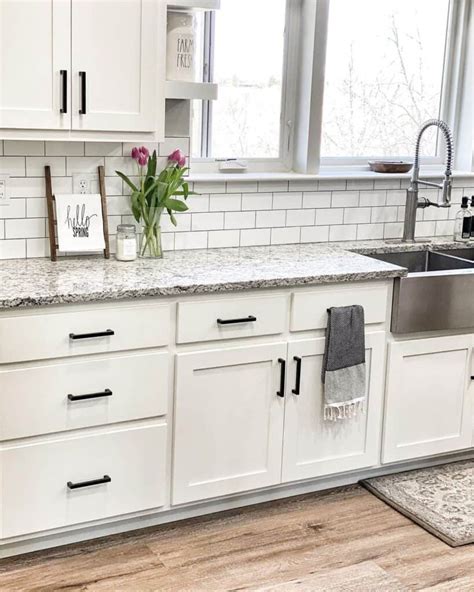 White Farmhouse Kitchen Cabinets with Black Hardware - Soul & Lane