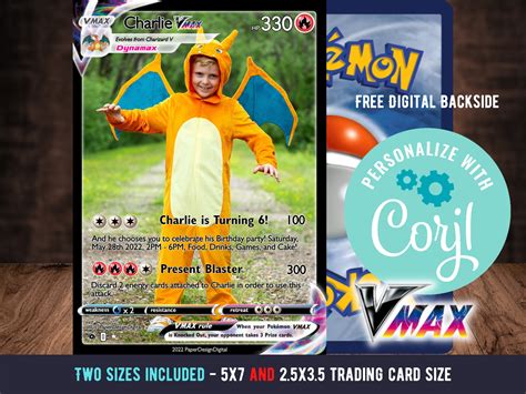 Vmax Pokemon Card Template Birthday Invitation With Picture - Etsy Canada