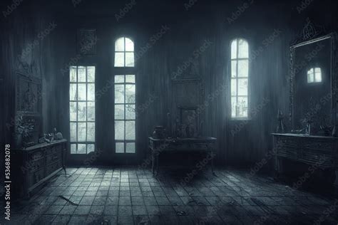 creepy interior of an abandoned building background, concept art ...