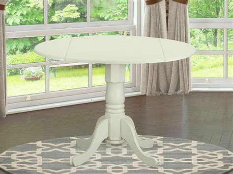 Dublin Drop-leaf 42" Round Pedestal Kitchen Dining Table Off White DLT – Cartesian Furniture