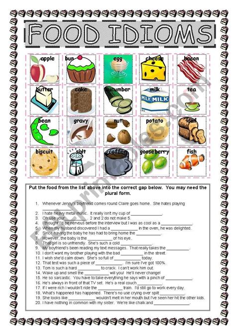 Food idioms - ESL worksheet by pepelie