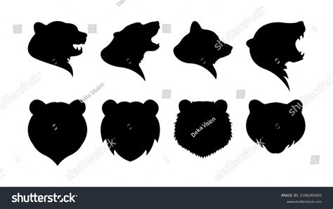 Bear Head Silhouette Front View Side Stock Vector (Royalty Free ...