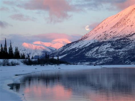 Spring dawn on Lake Bennett, Yukon