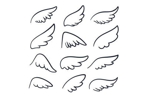 Cartoon angel wings. Winged doodle sketch icons. Angels and bird vecto By Microvector ...