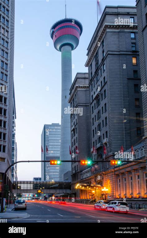 Calgary Tower on 9th Avenue, Calgary Stock Photo - Alamy