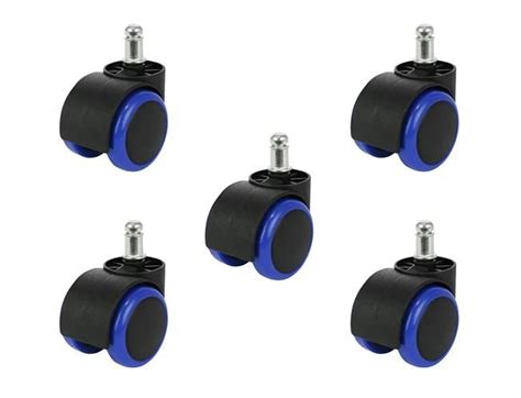 5x Office chair castors 11mm pin O50mm castors Chair castors Hard floor ...