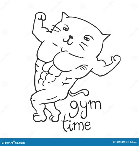 Muscle cat draw stock vector. Illustration of smug, cartoon - 135534639