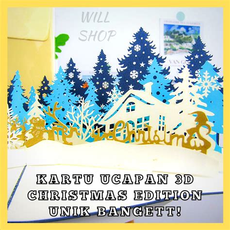 Jual KARTU UCAPAN 3D GREETING CARD CHRISTMAS EDITION POHON NATAL BIRU READY GOJEK / GRAB / COD ...