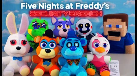 Five Nights At Freddy FNAF Security Breach Plush Set Of Glamrock Freddy, Glamrock Chica ...