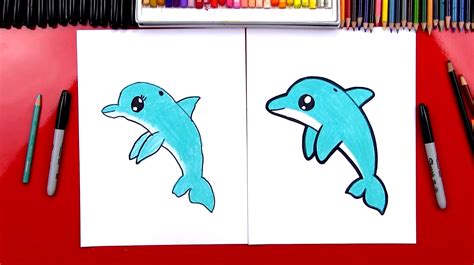 How To Draw A Cartoon Dolphin - Art For Kids Hub