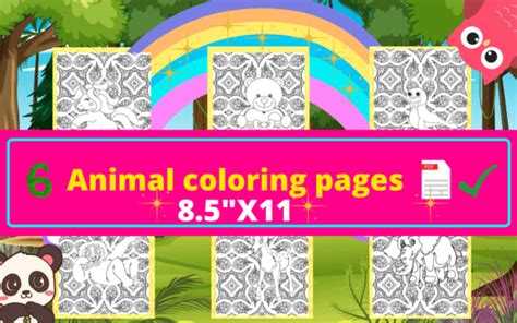 6 Animal Coloring Pages Pdf Graphic by creativeDesignRH · Creative Fabrica