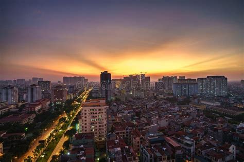 Aerial View of Hanoi Cityscape at Hoang Quoc Viet Street, Cau Giay District, Hanoi Stock Photo ...