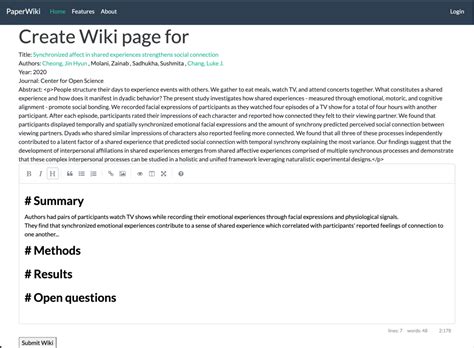 Building PaperWiki: An encyclopedia of scientific journal articles