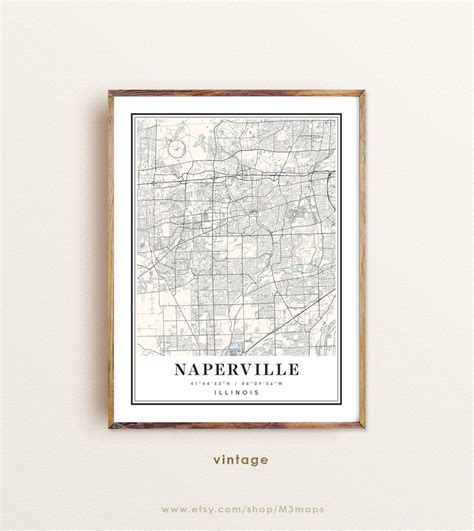 Naperville Illinois Map, Naperville IL Map, Naperville City Map, Naperville Print, Naperville ...