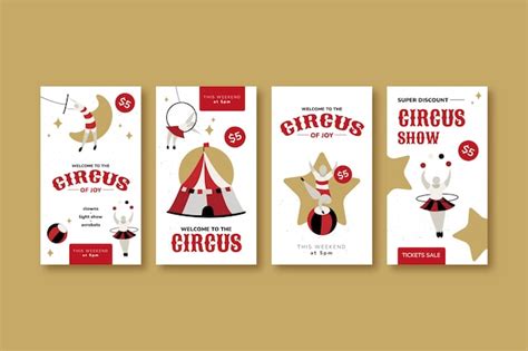 Premium Vector | Hand drawn circus fun instagram stories