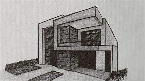 How to Draw a Modern House in 2 Point Perspective | Perspective drawing architecture ...