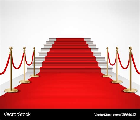 Red carpet white stairs realistic Royalty Free Vector Image