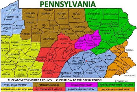 Pennsylvania Regions and Counties Maps