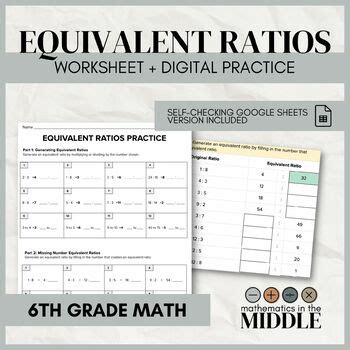 Equivalent Ratios Worksheet + Google Sheets Practice | TPT