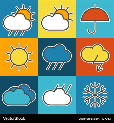 Colorful weather symbols Royalty Free Vector Image