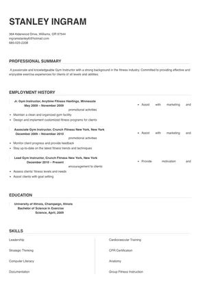 Gym Instructor Resume Sample & Tips | Online Resume Builder