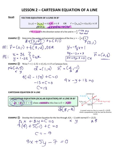 Lesson 2 and 3 - Cartesian Equation of a Line Solutions - LESSON 2 ...