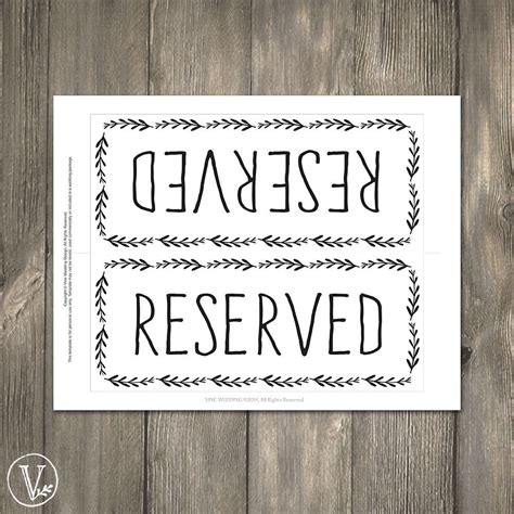 Rustic Wedding Reserved Table Sign Instant DOWNLOAD