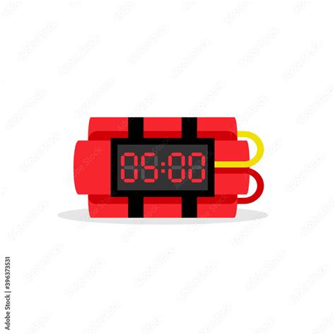 TNT bomb with 5 minutes timer icon. Clipart image isolated on white background. Stock Vector ...