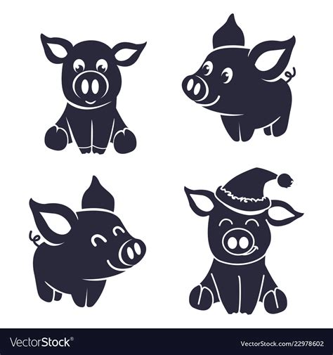 Pigs silhouette little Royalty Free Vector Image