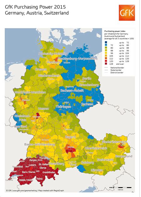 Map of the month: Purchasing power in Germany, Austria and Switzerland 2015