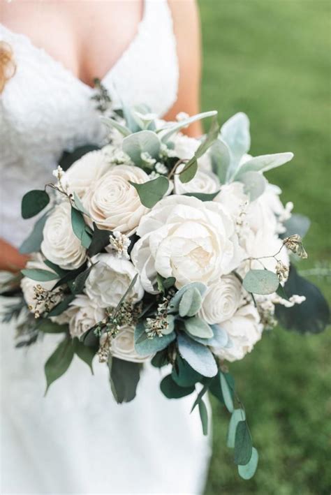 Wedding Bouquet, Wood Bouquet "Claire," Wedding Flowers, Eucalyptus ...