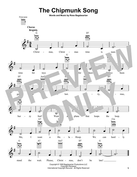 Alvin And The Chipmunks - The Chipmunk Song sheet music