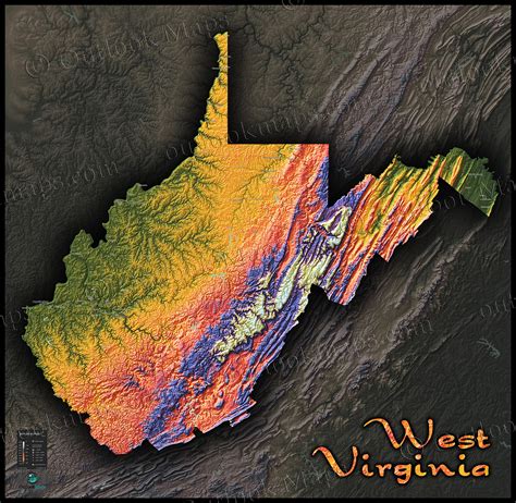 Elevation Map West Virginia - Sibyl Fanechka