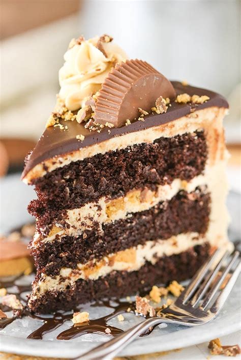 Peanut Butter Chocolate Layer Cake with Reese's Peanut Butter Cups!