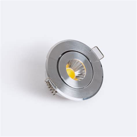 Silver Round Adjustable 1W COB LED Spotlight Ø45 mm Cut-Out - Ledkia