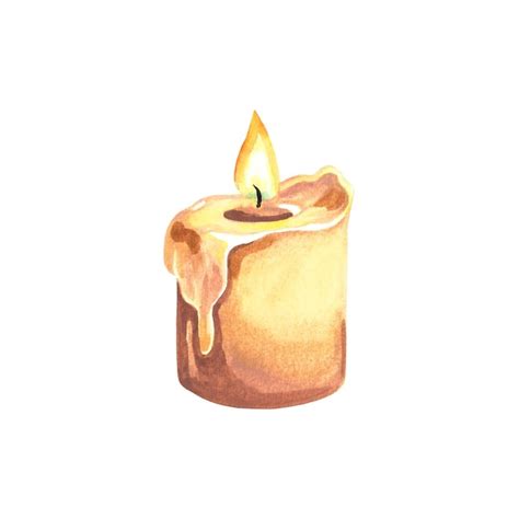 Premium Photo | Burning candle watercolor illustration.