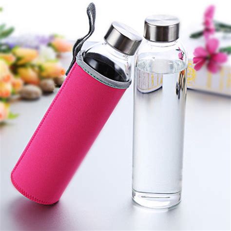 350ml 12oz Reusable Clear Glass Drinking Water Bottle with Cap - China ...