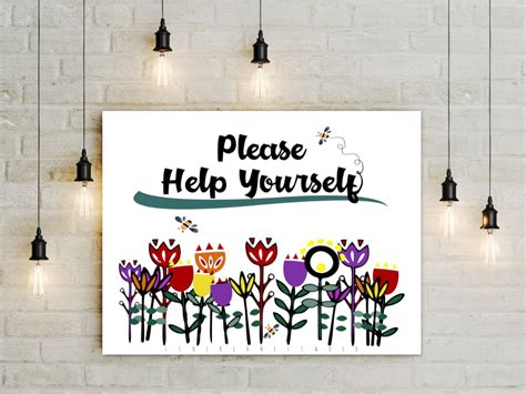 Please help yourself Printable Sign with flowers and bees food | Etsy