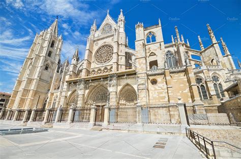 Facade of leon cathedral spain containing gothic, landmark, and leon ...