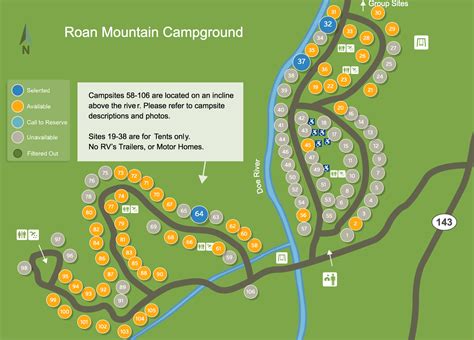 Roan Mountain State Park Cabin Map