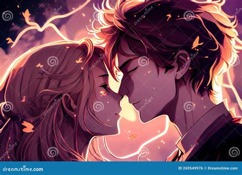 Anime Couple Kiss Close Up. Generative AI Stock Photo - Image of girl, close: 269549976