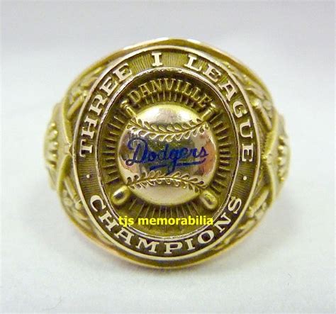 1947 DANVILLE BROOKLYN DODGERS THREE I LEAGUE CHAMPIONSHIP RING - Buy ...