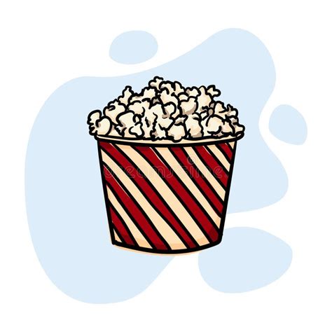 Hand Drawn Drawing of Big Bucket of Popcorn for Cinema Stock ...